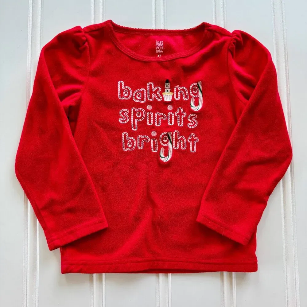 4/$10 - Just One You by Carter's Toddler Girls Christmas Fleece Pajama Top